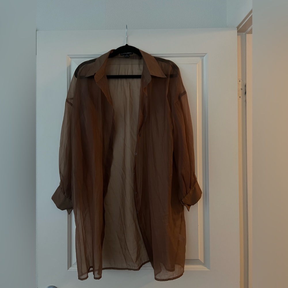 Sheer brown button down/cover up